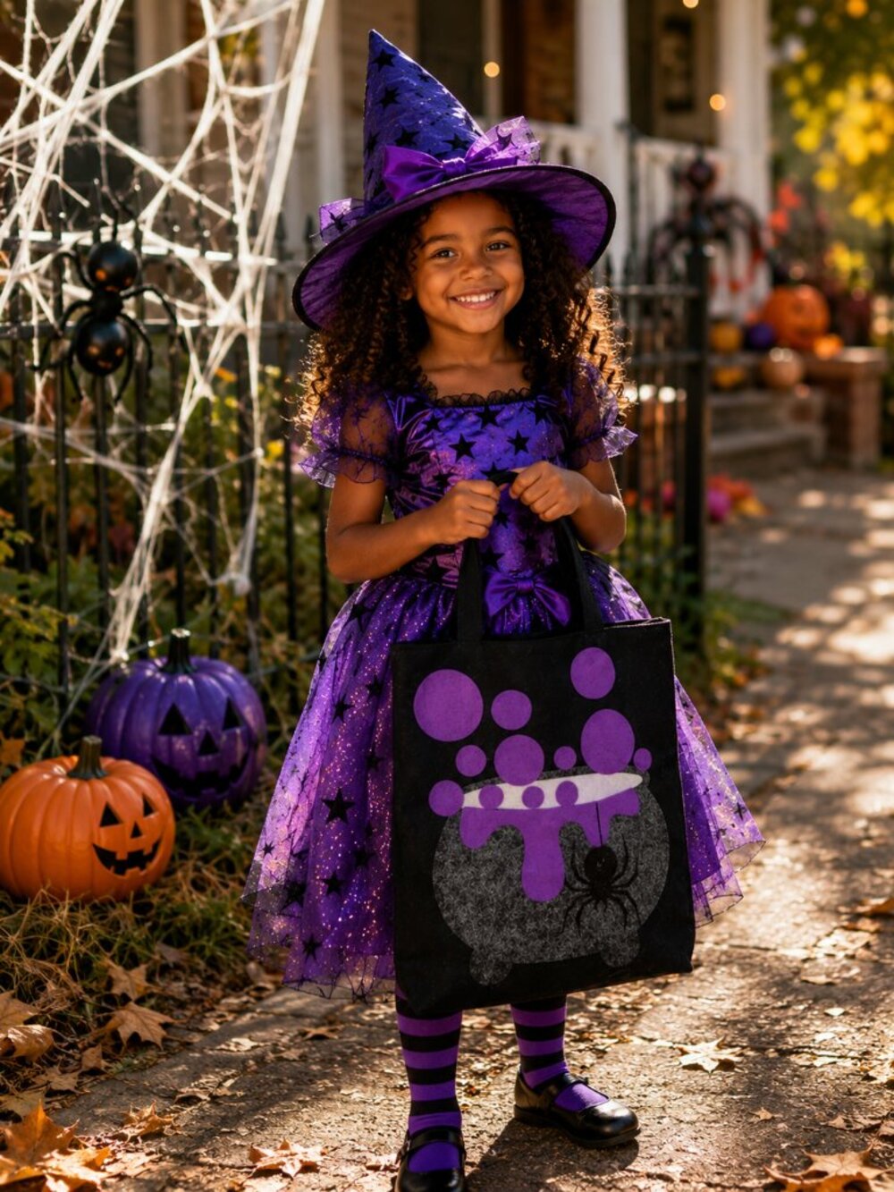 Halloween Witch Cauldron Tote Bag / Trick or Treat felt bag
